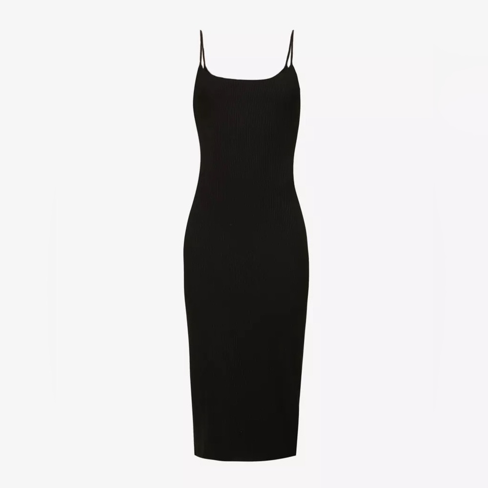 Reformation Kelsee Open-Back Ribbed Stretch Midi Dress - Black - Small